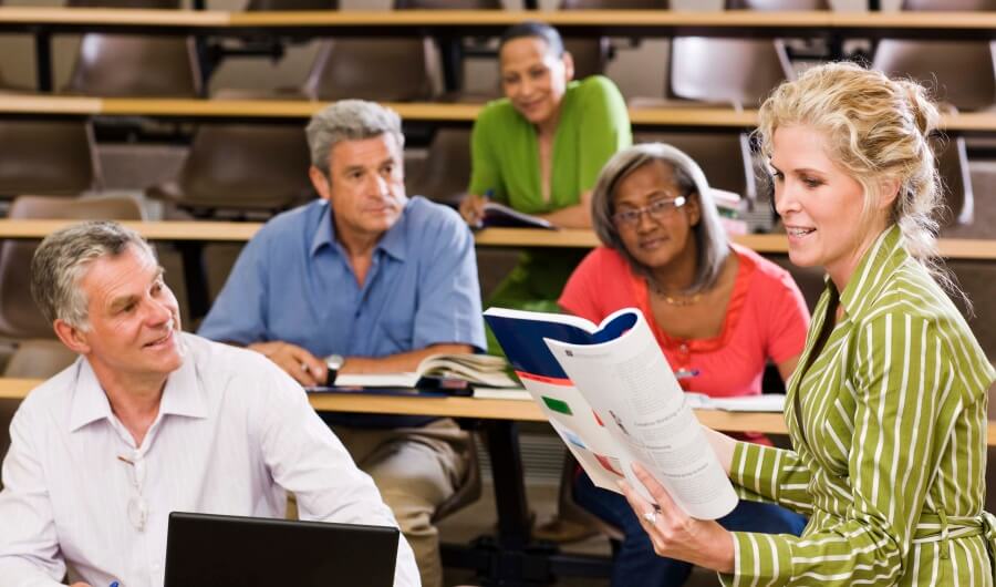Adult auditing a college class