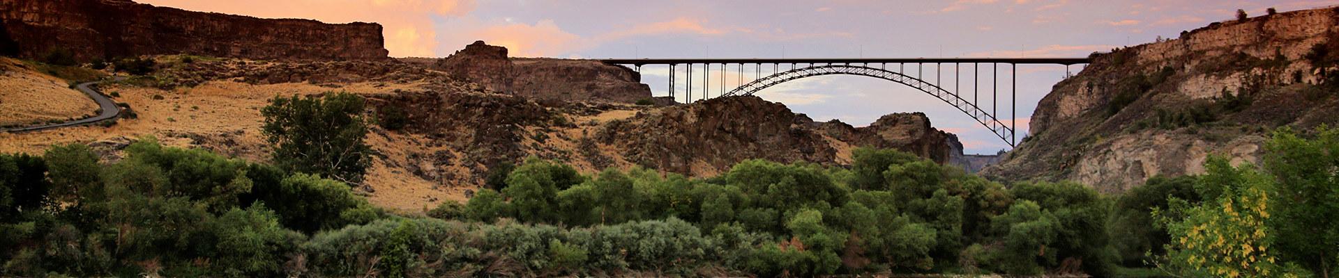 The Perrine Bridge viewed from the canyon.