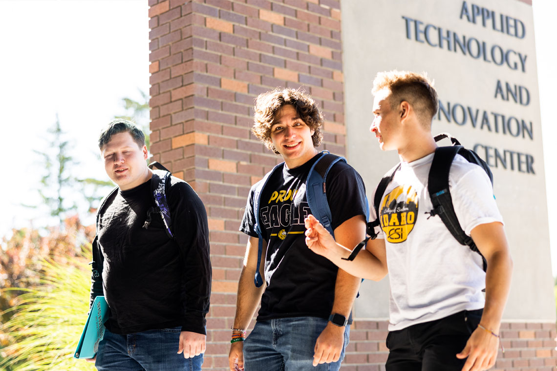 engineering students outside the applied tech building