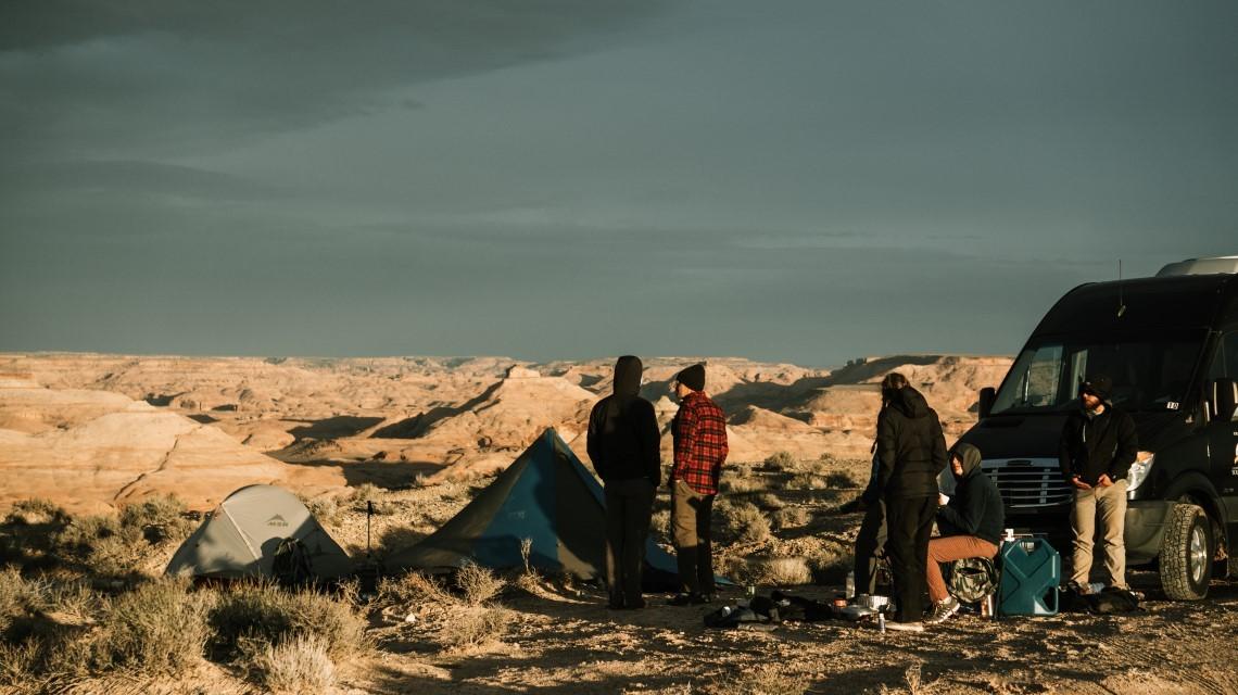 students camping