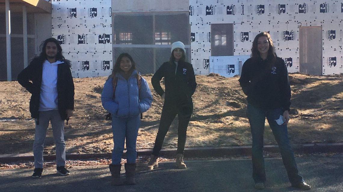 students standing outside the new Vet Tech building