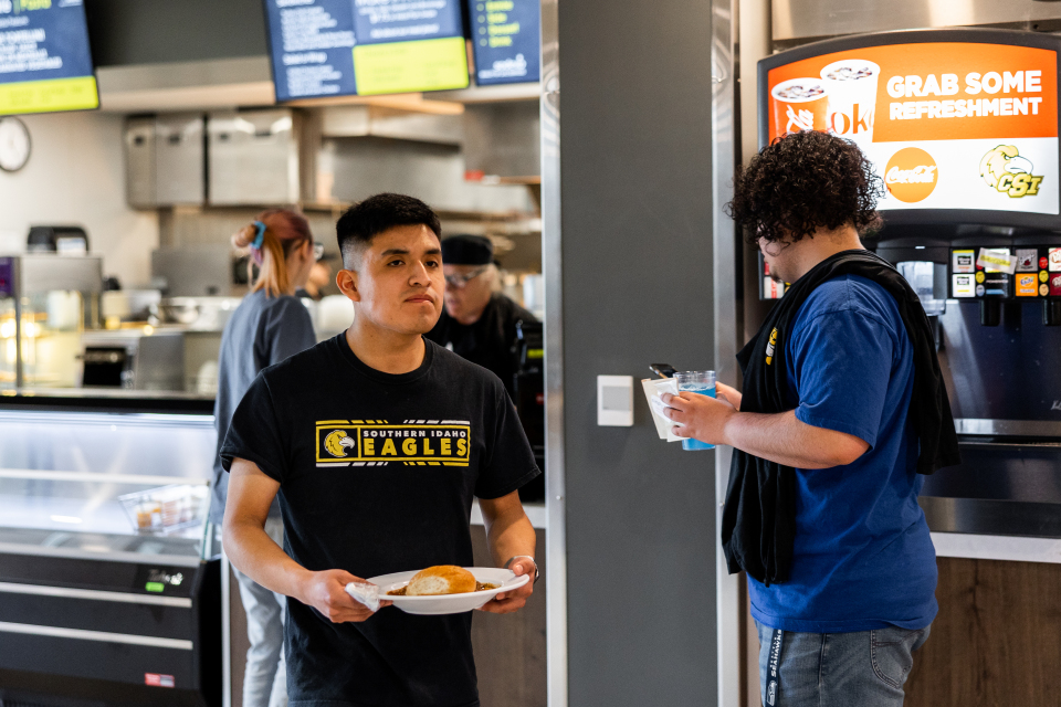 Students in the cafeteria 