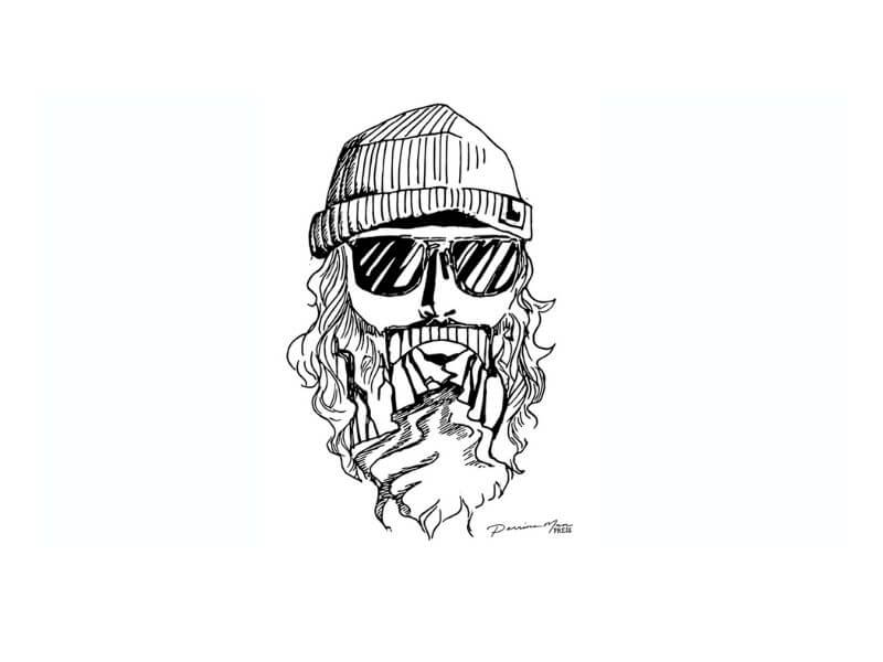 perrineman logo - drawing of a bearded man whose moustache looks like the perrine bridge