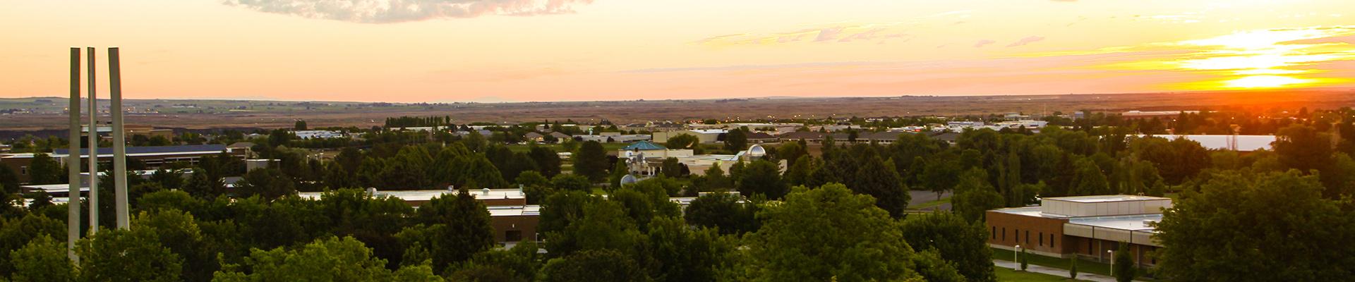 sunset on campus