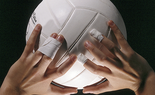 Volleyball hit by hands