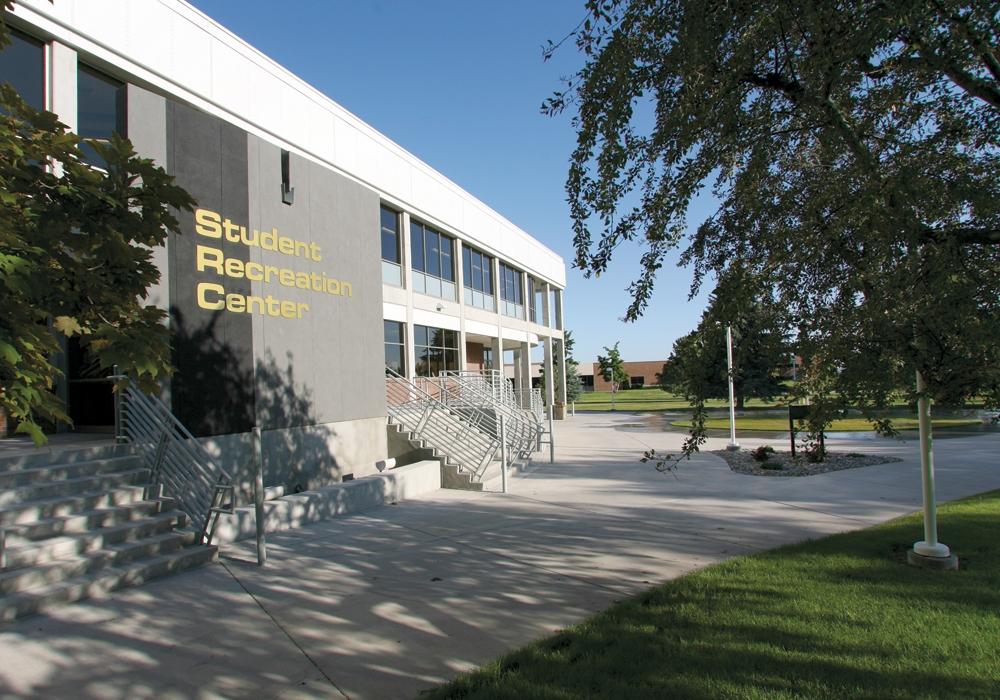 front of rec center building and logo