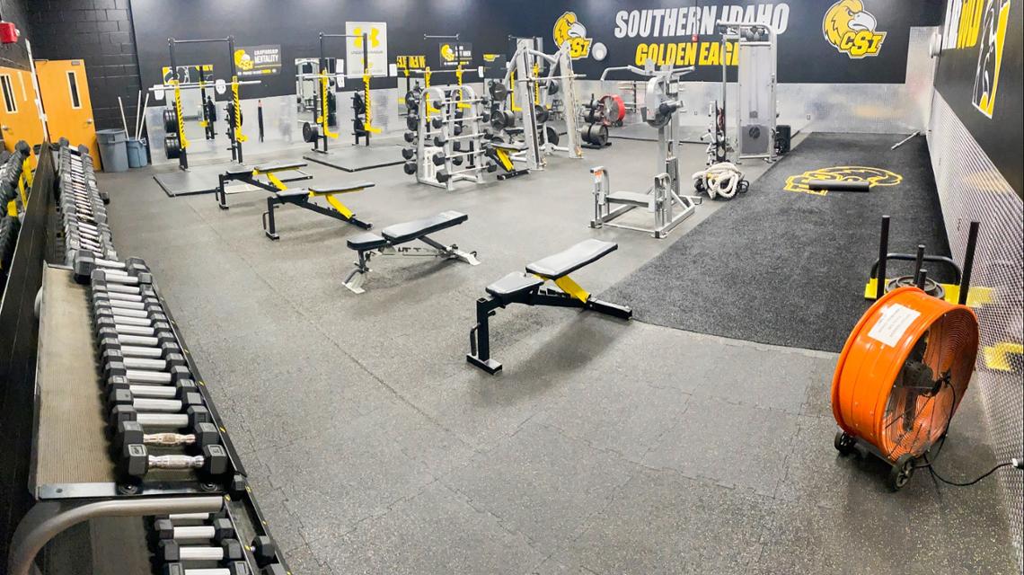 Free Weights room with benches and barbells