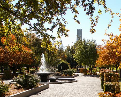 Center of campus during Fall season