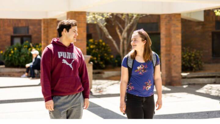 Students walking out of Eagle Hall