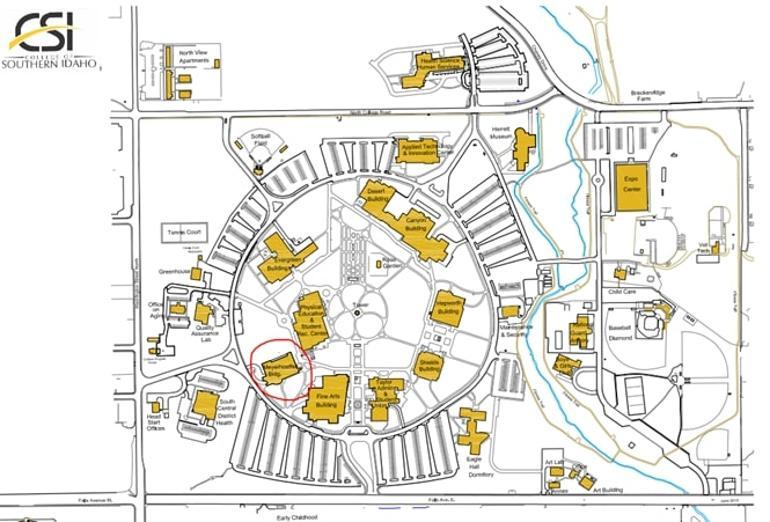 A map of the CSI campus indicating the Myerhoffer building