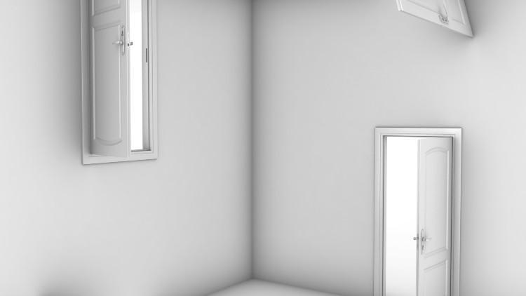 Artistic photo of doors leading nowhere