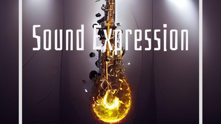 Album Cover for Sound Expression with a lit up saxophone